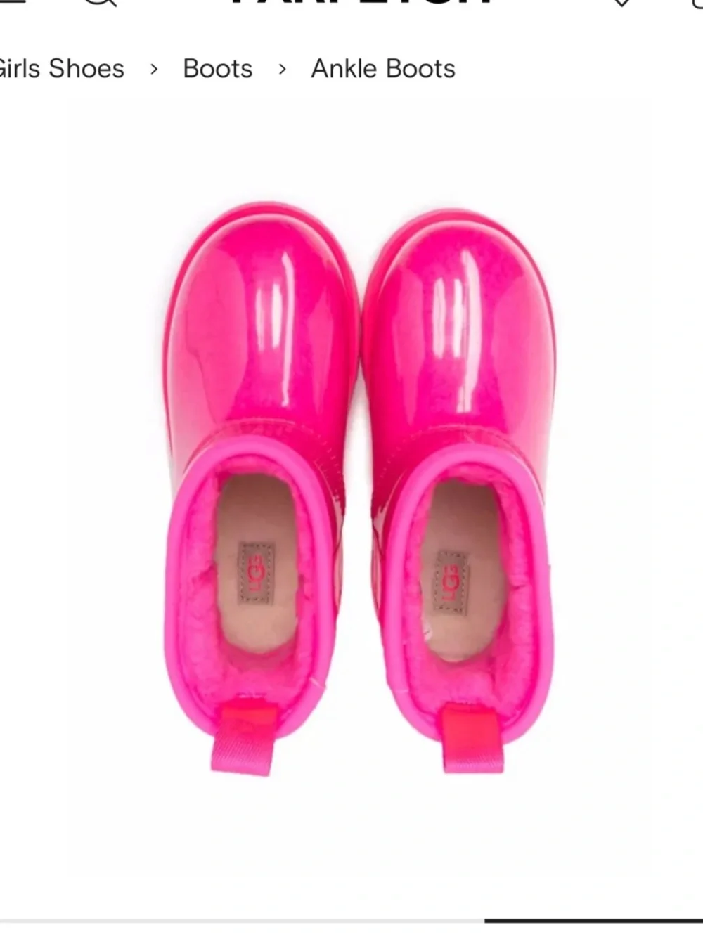 UGG Kids Classic Mini II Shearling Rain Boots Pink Size 3 Waterproof